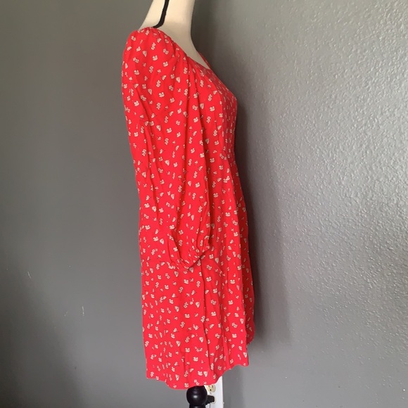 Sanctuary Cilia Red Square Neck Floral Print Dress Size 4 - Picture 5 of 8
